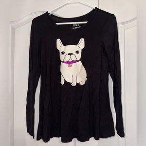Justice Black Long Sleeve/ White Glitter Dog